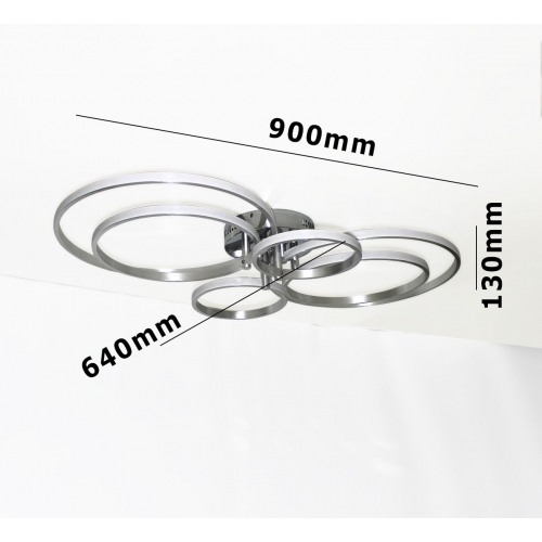 Srebrny plafon LED 90x64cm 3000K 52Watt - P145